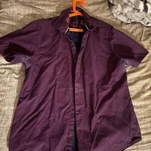 Men's Burgundy Short Sleeve Button-Down Shirt